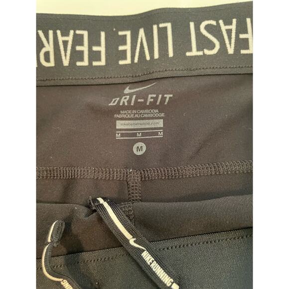 Nike Women’s Cropped Black Legging Rollover Waistband Run Fast Size M - Picture 3 of 4